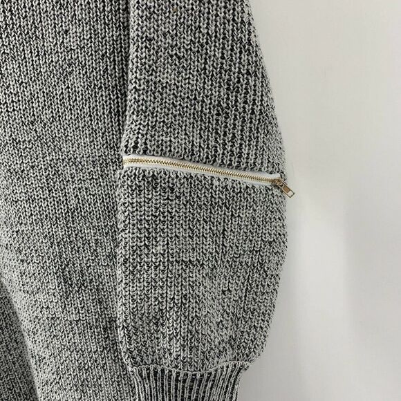 Gray Balloon Zipper Sleeve Cowl Neck Sweater Med - Picture 3 of 5